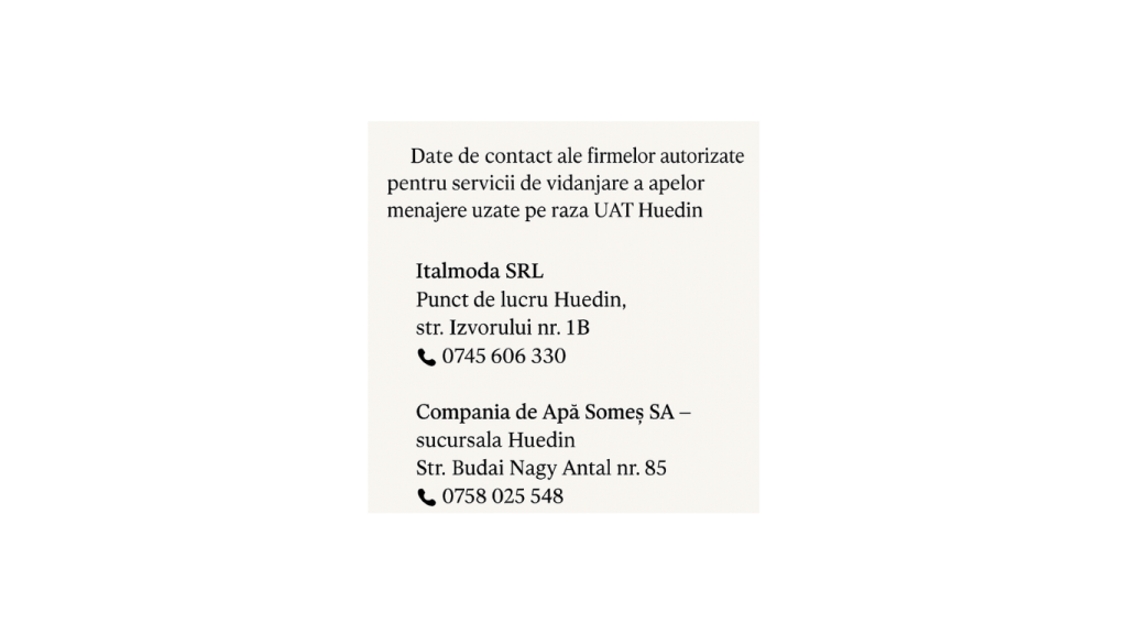 contact vidanjare huedin